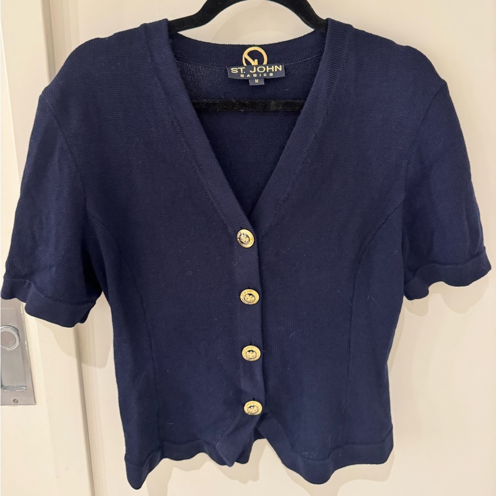 St. John Navy Button Down Shirt